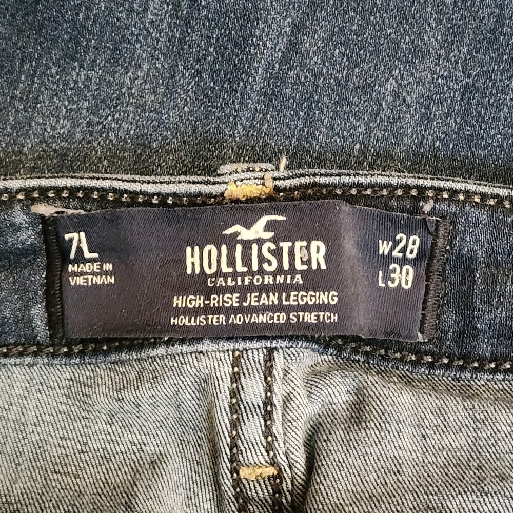 Hollister Dark Wash High Rise Women's Blue Jean Leggings Size 7L W28 L30 - Picture 10 of 13